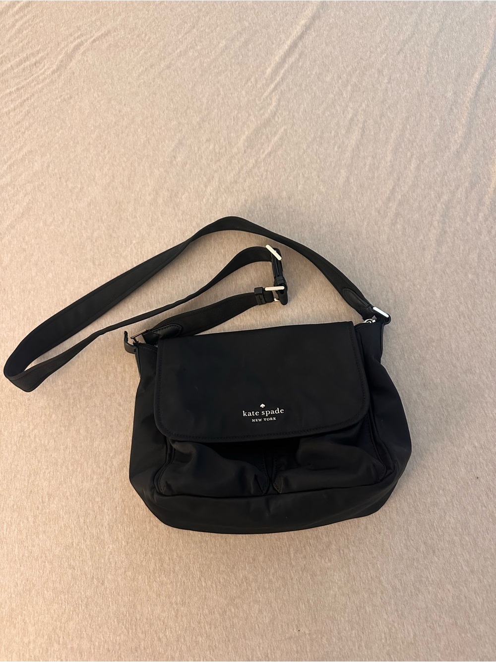 Kate Spade Black Nylon Flap Crossbody Bag